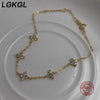 Silver Plated 18-Karat Gold Four-Leaf Clover Full Star Bracelet Simple Zircon Silver Women's Commute - Image 3