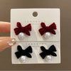 Korean Flocked Flower Pear Earings Jewelry Elegant Bowknot Rose Earrings for Women Stud Earrings Gifts - Image 4