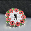 Poppy Flower Flag Metal Soft Enamel Lapel Badge Pins Brooches - Image 1
