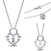 Heart Bow Pendent Necklace Silver Golden Diamond Gem Adjustable Chain Bracelet Rings Earrings Jewelry Set Gift - Image 33
