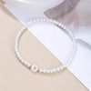 A-Z Initial Letter Bracelet for Women White Beads Round Pendant Elastic Bracelets Jewelry Mother of Pearl Charm - Image 14