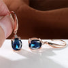 Aqua Blue Zircon Long Dangle Earrings Rainbow Crystal Oval Stone Drop Earrings Rose Gold Color Wedding Earrings For Women - Image 11