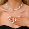 Silver Color Pearl Crystal Bridal Jewelry Sets Wave Shape Choker Necklace Earrings Sets for Women Wedding Jewelry Sets - Image 1