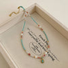 Water Drop Pendant Necklace with Beaded Chain in Gold Tone - Image 5