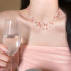 Romantic Niche Pink Sweet Flower Collarbone Chain Versatile Temperament Necklace Women's Pearl Fringe Collarbone Chain - Image 12