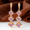 Rose Gold Color Engagement Earrings 12 Colors Birthstone Hoop Earrings Multicolor Zircon Long Dangle Earrings For Women Jewelry - Image 3