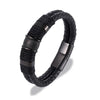 Punk Men Braided Blue Leather Bracelet Black Stainless Steel Magnetic Buckle Bracelet Gifts - Image 16