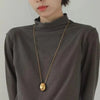 Metal Oval Pendant Necklace for Women Long Sweater Chain Charm Thin Chain Necklace Party Elegant Jewelry Gifts - Image 1