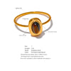 Stone Stainless Steel Oval Thin Chic Ring Women Pvd Plated Jewelry Accessories Gift - Image 9