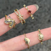 Gold Color Cross Heart Ring for Women Romantic Wedding Engagement Bridal Promise Accessories Red CZ Elegant Chic Jewelry - Image 3