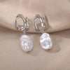 Baroque Pearl Earrings For Women Stainless Steel Zircon Water Droplet Steel Ring Drop Earring Wedding Party Jewelry - Image 8