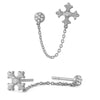 Gold Silver Color Plated Double Hole Link Chain Circle Hoop Earrings Zircon Star Lightning Eye Pendant Huggie Piercing Earring - Image 7