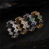French jewelry gold plated flower zircon open ring elegant women's daily work accessory - Image 1