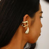 C-Shaped Clip-On Ear Cuff with Water Drop Detail - Image 28