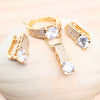 Silver Bridal Jewelry Sets For Women White Zircon Gold Color Wedding Necklace Pendant Stones Earrings Rings Bracelets Set - Image 3