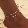 Dainty Chain Anklet with Cubic Zirconia Cross Pendant - Image 10
