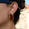 Brown Resin Geometric Shape Earrings Stainless Steel Gold-plated Ear Studs for Women - Image 2