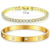Stackable Gold Bracelets Bangles for Women Girls Gold Plated Cubic Zirconia Tennis Bracelet Stainless Steel Jewelry Gifts - Image 12