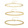 3Pcs Stainless Steel Anklet Set For Women Snake Twisted Rope Chain On Foot Female Summer Beach Ankle Bracelet Jewelry - Image 3