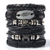 1Set Black Punk Skull Star Shaped Alloy Pu Leather Bracelet - Image 10