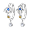 Silver Celestial Star Moon Hoop Earrings Purple Blue CZ Heart Starburst Dangle Huggie Earrings Jewelry for Women - Image 28