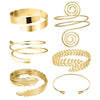 6 Pieces Arm Cuff Upper Arm Band Cuff Bracelet Bangle for Women Adjustable Armband Set - Image 1