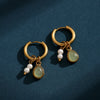 Aurora Tiger's Eye Stone Charm Hoop Earrings For Women's Vintage Gold-Plated Jewelry Stainless Steel Earrings - Image 3