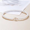 A-Z Initial Letter Bracelet for Women White Beads Round Pendant Elastic Bracelets Jewelry Mother of Pearl Charm - Image 8
