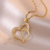 Heart Stainless Steel Zirconia Necklaces For Women Girls Love Gold Color Metal Necklace Party Birthday Daily Jewelry - Image 14