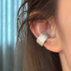 Full Rhinestone C-shaped Ear Clip For Women Stainless Steel Silver Color Wide Geometric Non Piercing Ear Cuff Jewelry - Image 4