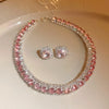 Crystal Necklace Earrings Set Pink ABcolourful Necklace for Women Weddings Party Jewelry Sets Accessories - Image 3