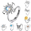 Sunflower Crystal Relief Spinning Fidget Ring For Girls Rotate Freely Metal Copper Knuckle Ring Women'S Jewelry Gifts - Image 1