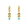Earrings Boucles D'oreilles Woman Stainless Steel Leaf Charm Small Hoop Earrings With Stone - Image 4