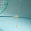 Delicate White Zircon Tennis Racket Pendant Y-Shaped Chain Necklace For Women Pvd Plated Stainless Steel Jewelry - Image 5