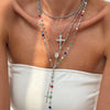 4Pcs/Set Cross Colorful Crystal Necklaces For Women Simple Gold Silver Color Y-Shaped Pendant Necklace Set Christian Jewelry - Image 8