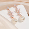 Marquise Cut Cubic Zircon Dangle Earrings for Women Imitation Pearl Leaf Wedding Jewelry - Image 7
