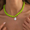 Colorful Acrylic Bead Necklace with Irregular Pearl-Style Pendant - Image 12