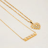 Simple Classic Gold Color Stainless Steel Rhinestone Ribbed Love Pendant Necklace Stackable Square Necklace Women's J - Image 5