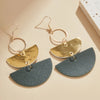 Stacked Half-moon Leather Pendant Earrings for Women Vintage Personality Creative Geometric Jewelry Party Gift - Image 3