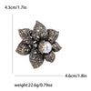 Rhinestone Flower Brooch Pin with Pearl and Leaf Designs - Image 32