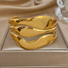 Irregular Gold Plated Stainless Steel Wide Bracelet Exaggerated Smooth Multilayer Geometric Cuff Bangles Jewelry - Image 7