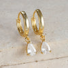 Colorful Zircon Water Drop Hoop Earring for Women Simple Geometry Stainless Steel Huggie Earring Piercing Jewelry - Image 11