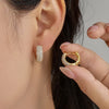 Round Cubic Zirconia Hoop Earrings in Gold-Tone or Silver-Tone - Image 2