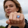 Big Triangle Colorful Zircon Ring for Women Rose Gold Color Wedding Accessories Daily Jewelry - Image 5