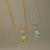 Water Droplet Blue Ocean Necklace Niche French Style Collarbone Chain Snake Bone Titanium Steel Plated with Gold - Image 5