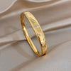 Delicate Zircon Flower Cuff Bangle Bracelets for Women Glossy Gold Plated Stainless Steel Wristband Bracelet Jewelry - Image 8