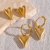 Stainless Steel Chic Heart Huggie Hoop Earrings Charm Gold Color Jewelry for Women - Image 3