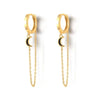 Gold Silver Color Plated Double Hole Link Chain Circle Hoop Earrings Zircon Star Lightning Eye Pendant Huggie Piercing Earring - Image 19