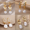 Butterfly Zircon Stainless Steel Pearl Earrings For Women Gold Plated Piercing Earring Aesthetic Jewelry Gift - Image 1