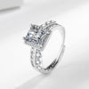 Full Diamond Zircon Sugar Cube Adjustable Silver Ring Light Jewelry - Image 1